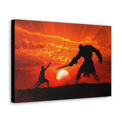 David and Goliath Painting Portrait | Wall Decor | Religious Art