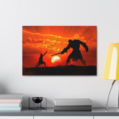 David and Goliath Painting Portrait | Wall Decor | Religious Art