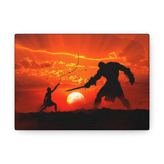 David and Goliath Painting Portrait | Wall Decor | Religious Art