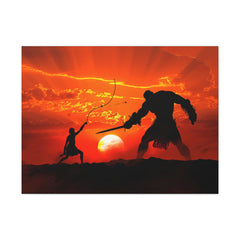 David and Goliath Painting Portrait | Wall Decor | Religious Art