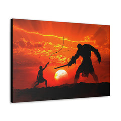 David and Goliath Painting Portrait | Wall Decor | Religious Art