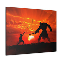 David and Goliath Painting Portrait | Wall Decor | Religious Art