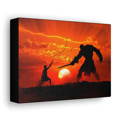 David and Goliath Painting Portrait | Wall Decor | Religious Art