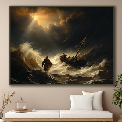 Jesus Walking On Water Wall Art Wonder Jesus The Messiah Walking On Water Jesus Abstract Wall Art Decor