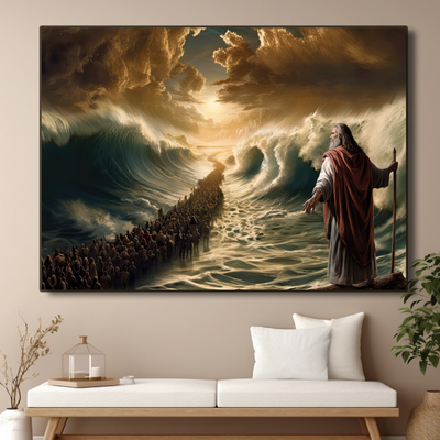 Moses Parting the Red Sea Canvas wall decor Christian Religious Wall Art Decor