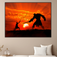 David and Goliath Painting Portrait | Wall Decor | Religious Art