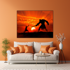 David and Goliath Painting Portrait | Wall Decor | Religious Art