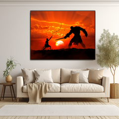 David and Goliath Painting Portrait | Wall Decor | Religious Art